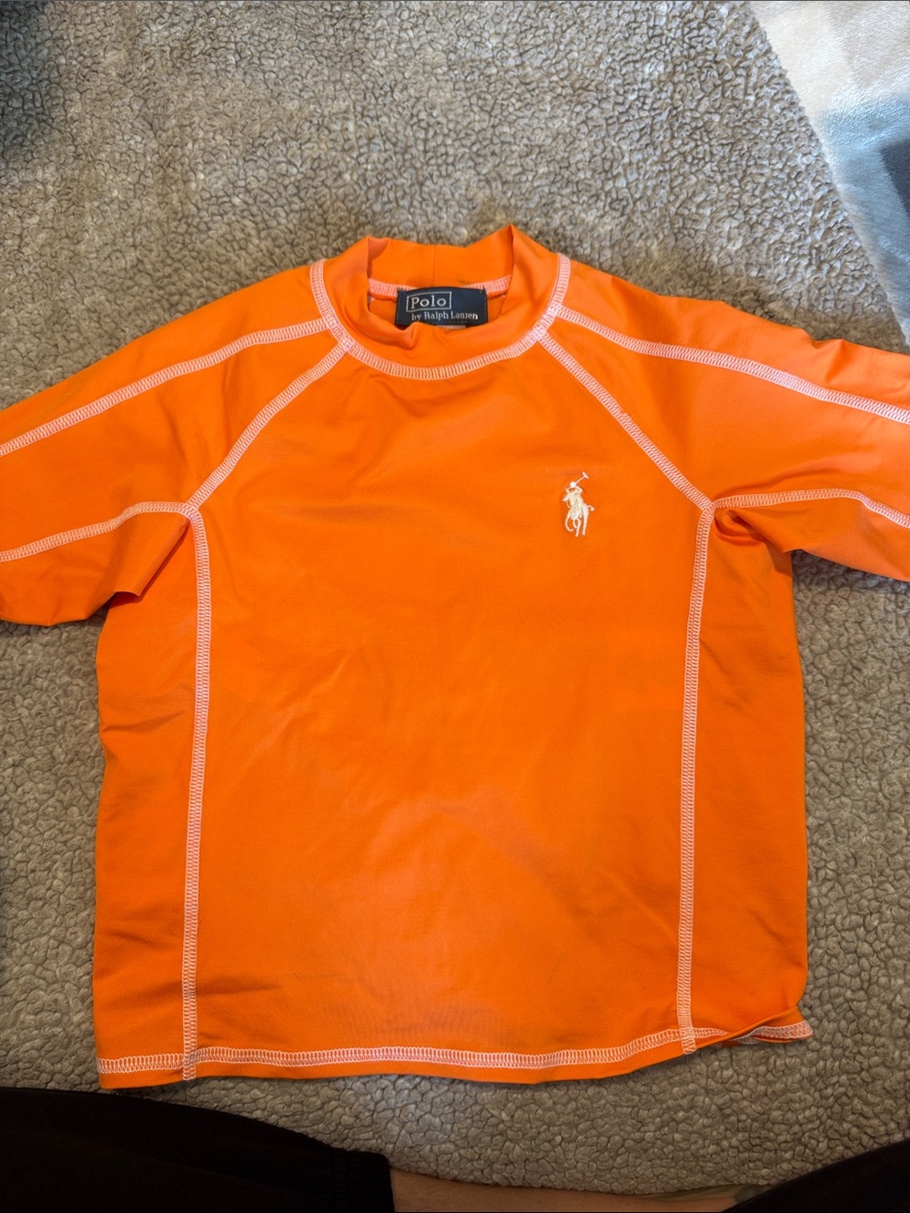 Polo by Ralph Lauren Orange Short-Sleeve Swim Shirt with White Logo
